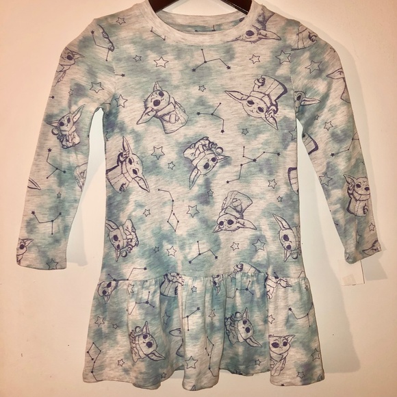 Star Wars Other - NWT Girls' Star Wars Baby Yoda Dress Sz XS (4-5) Mandalorian constellation blue